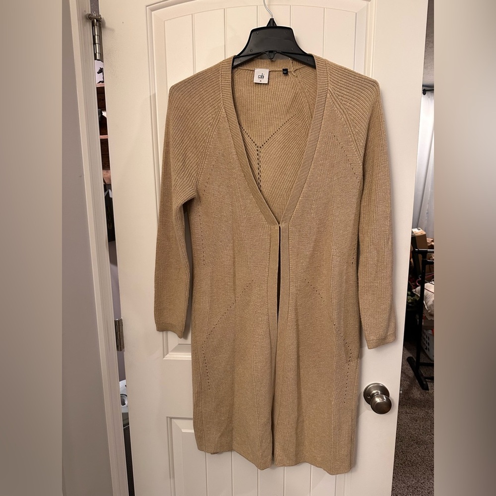 CAbi Beige Knit long Cardigan